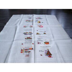 Vintage Cross Stitch Table Topper Months of the Year Hand Made  T2